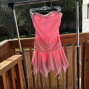 Y2K Pink Strapless Fairy Whimsical Flowy XL Dress